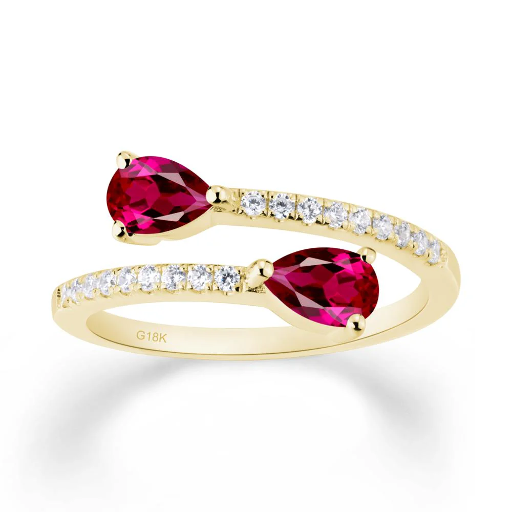 Two Stone Ruby Open Ring - Image 8