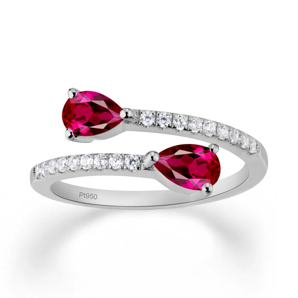 Two Stone Ruby Open Ring - Image 9