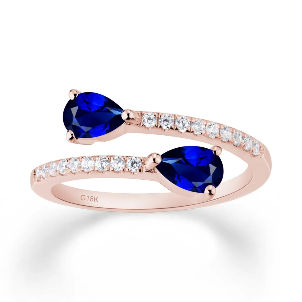 Two Stone Sapphire Open Ring - Image 3