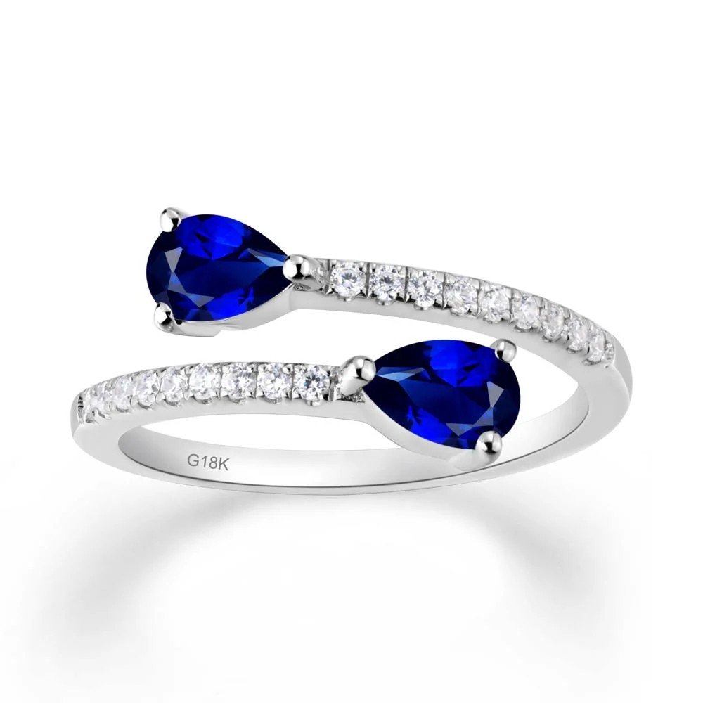Two Stone Sapphire Open Ring - Image 7