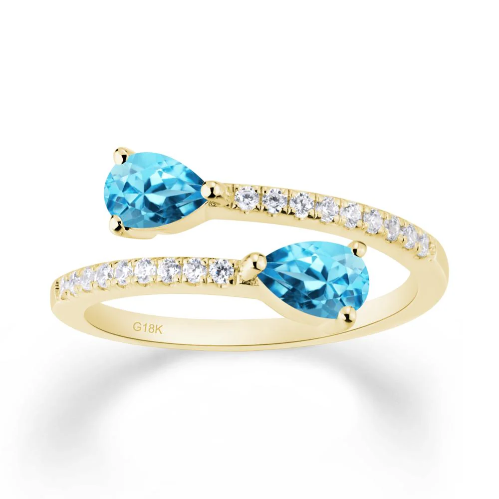 Two Stone Swiss Blue Topaz Open Ring - Image 3