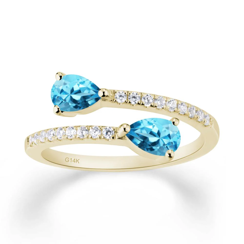 Two Stone Swiss Blue Topaz Open Ring - Image 9