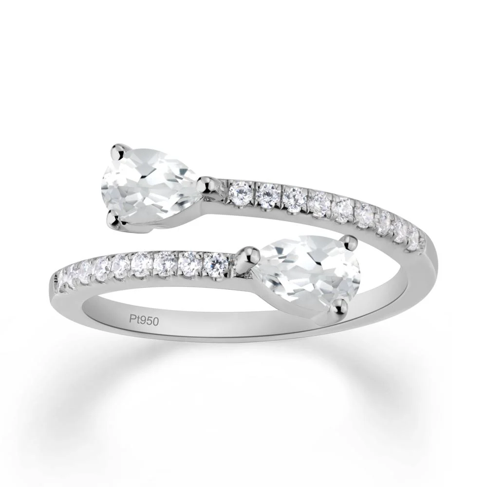 Two Stone White Topaz Open Ring - Image 4