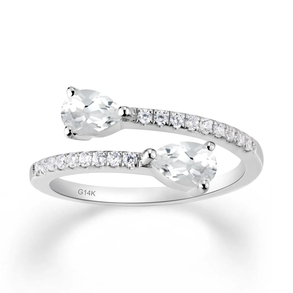 Two Stone White Topaz Open Ring - Image 7