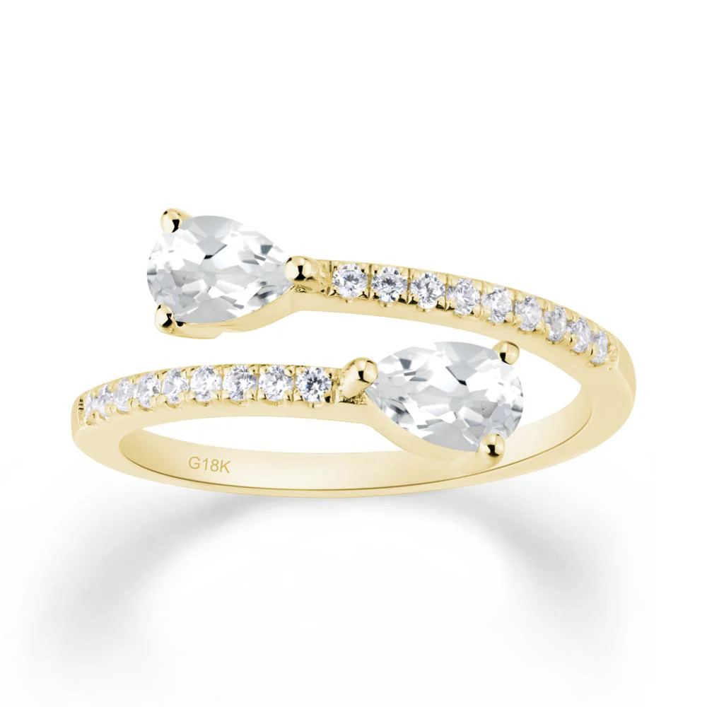 Two Stone White Topaz Open Ring - Image 9