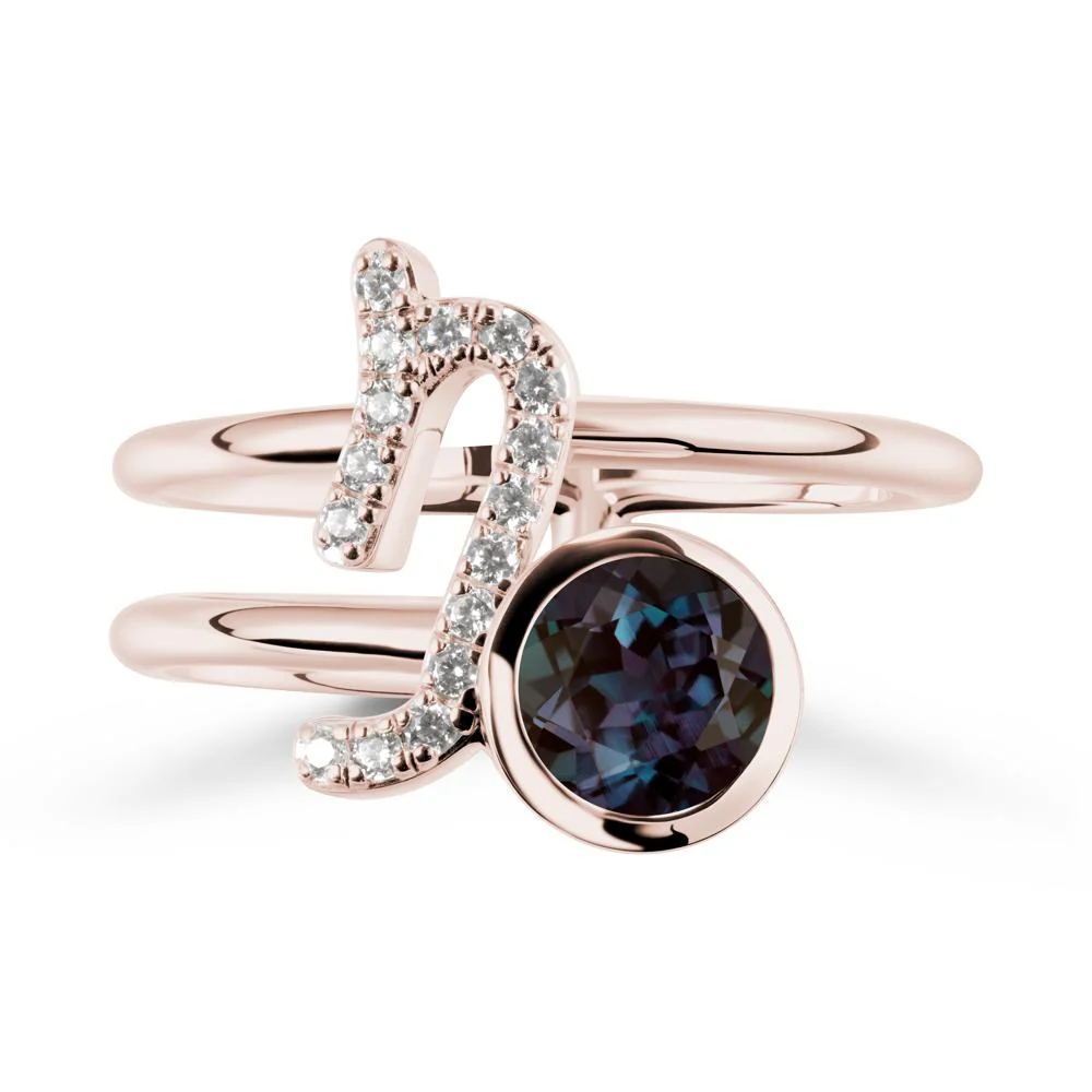 Unique Alexandrite Capricorn Zodiac Ring -Steadfast & Enduring - Image 2