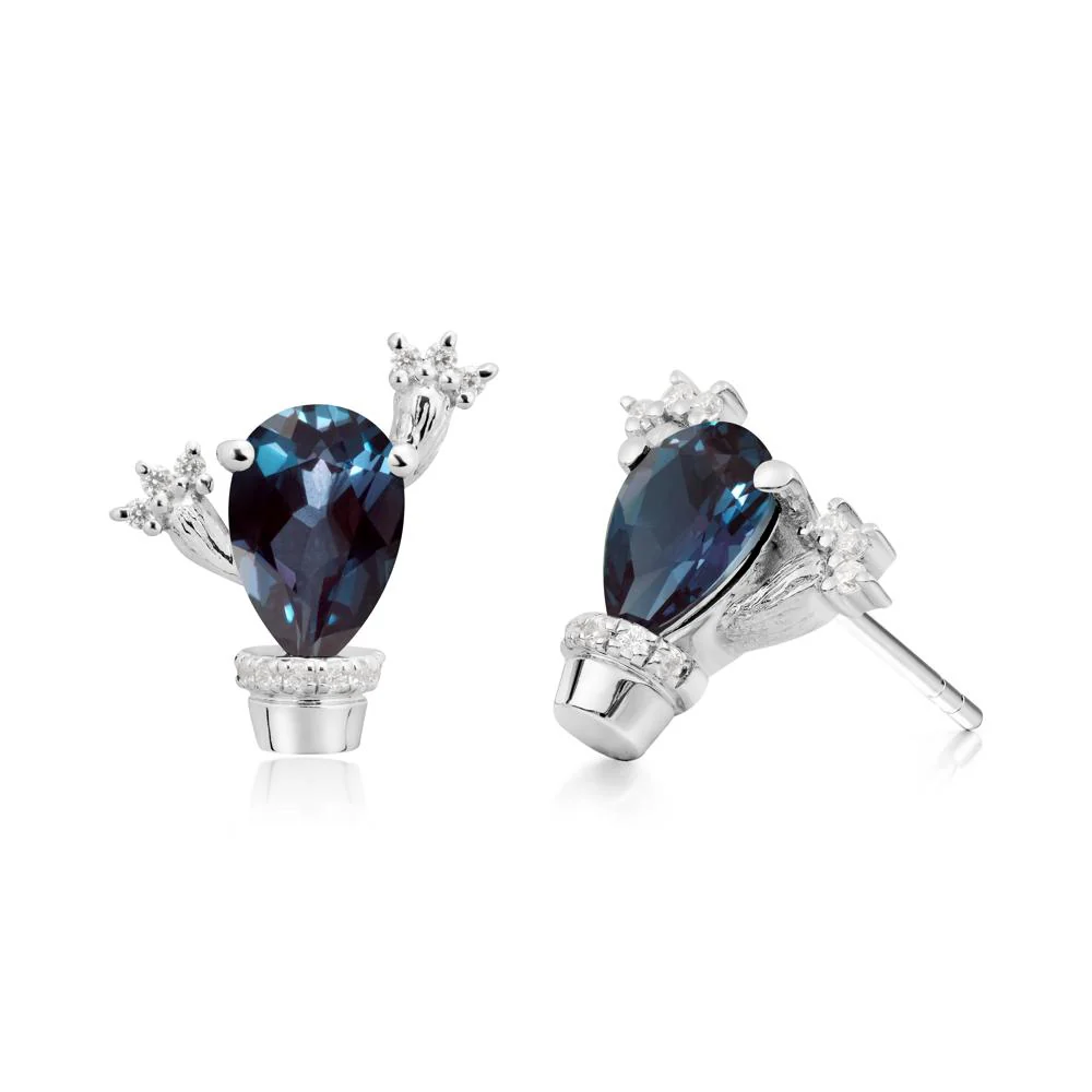 Unique Alexandrite Stud Earrings - Image 2