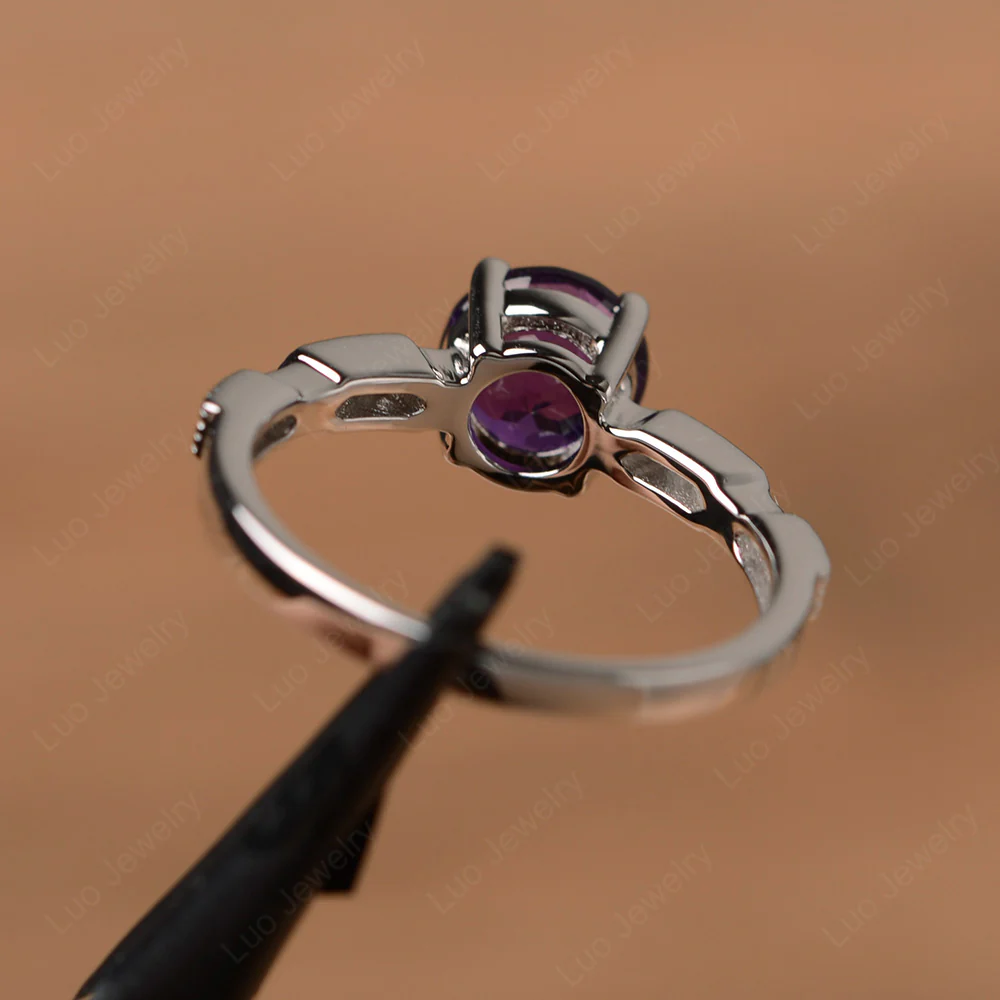 Unique Amethyst Milgrain Ring - Image 3