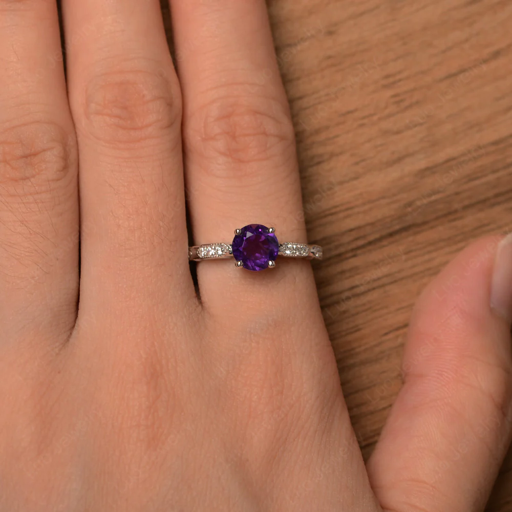 Unique Amethyst Milgrain Ring - Image 4