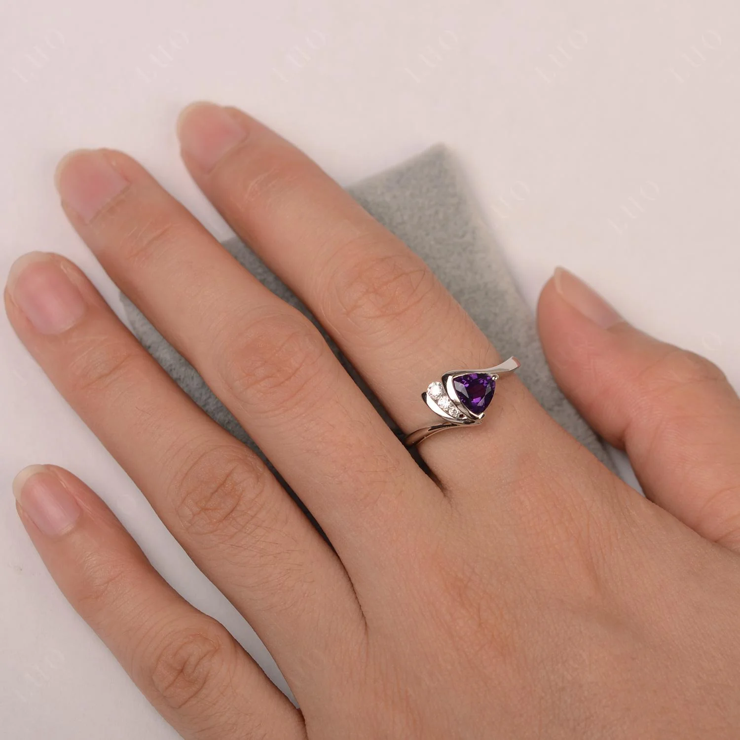 Amethyst Trillion Cut Engagement Ring - Image 12
