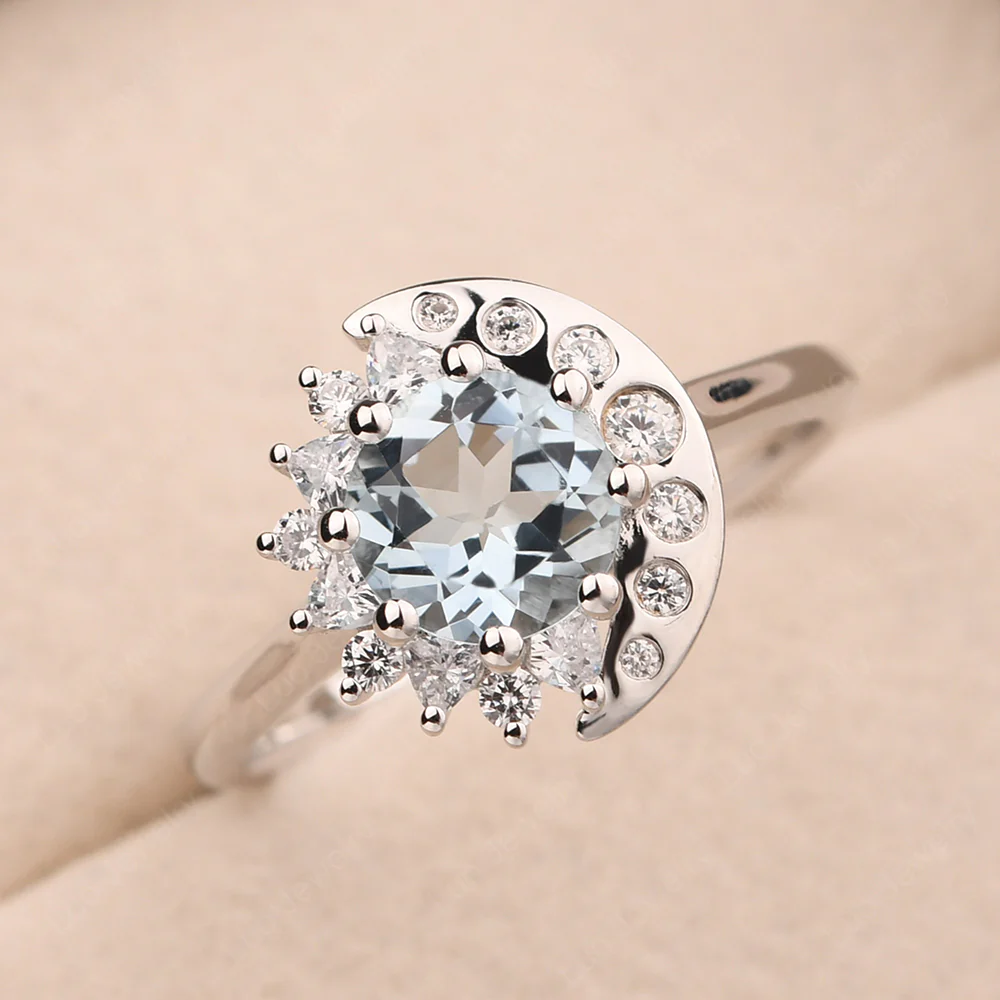 Aquamarine Moon and Sun Ring - Image 3