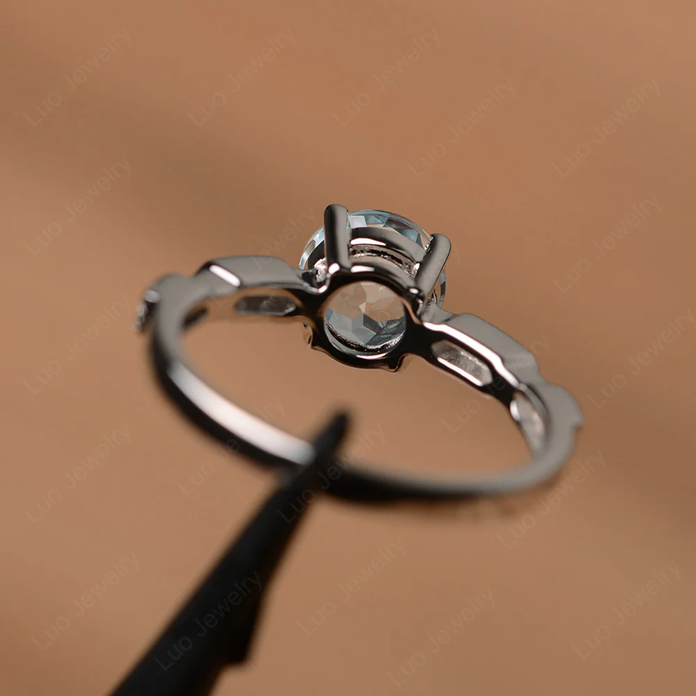 Unique Aquamarine Milgrain Ring - Image 3