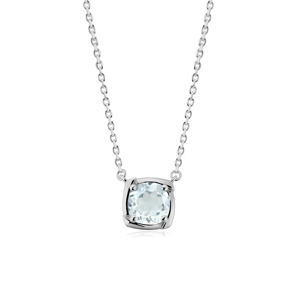 Unique Aquamarine Solitaire Pendant Necklace - Image 5
