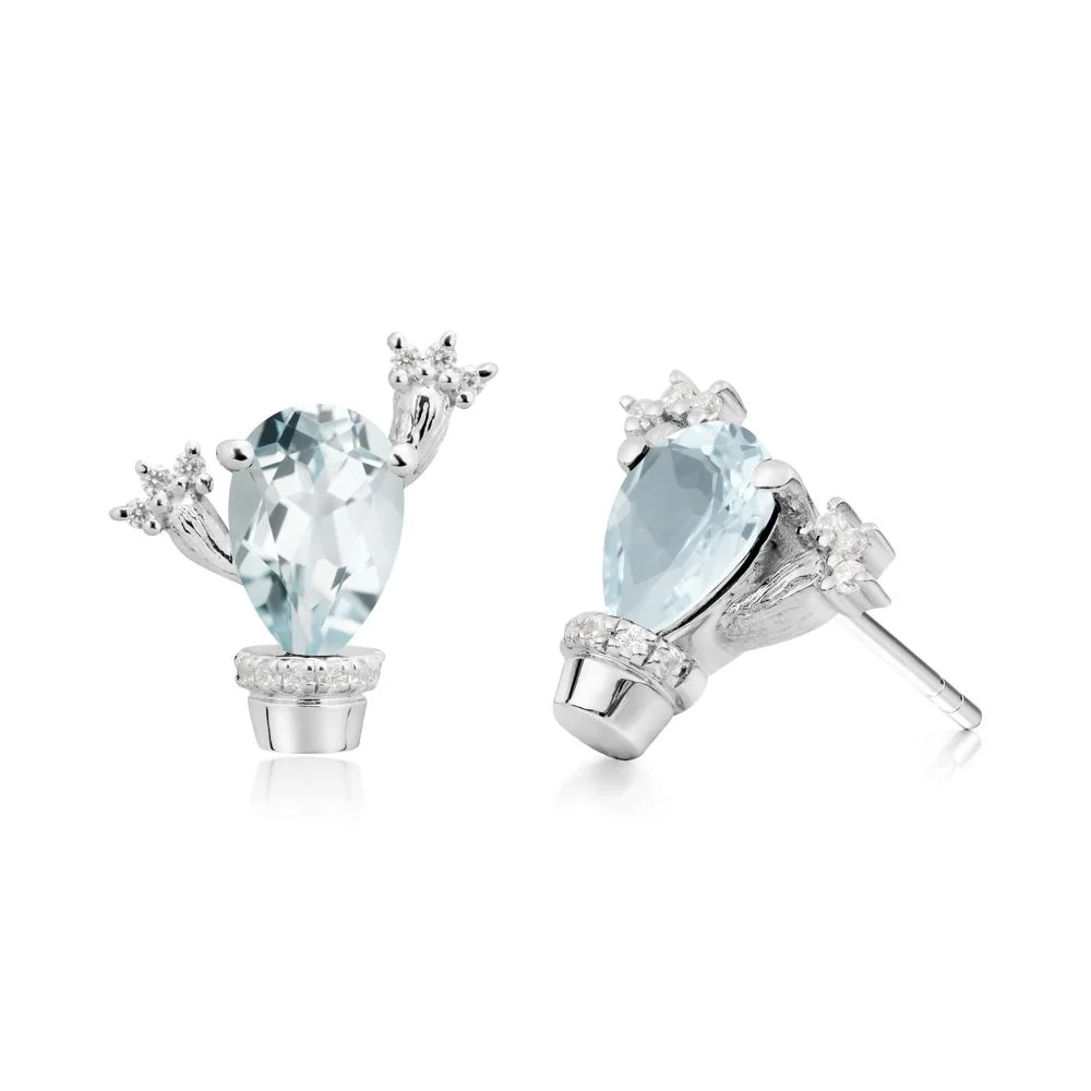 Unique Aquamarine Stud Earrings - Image 4