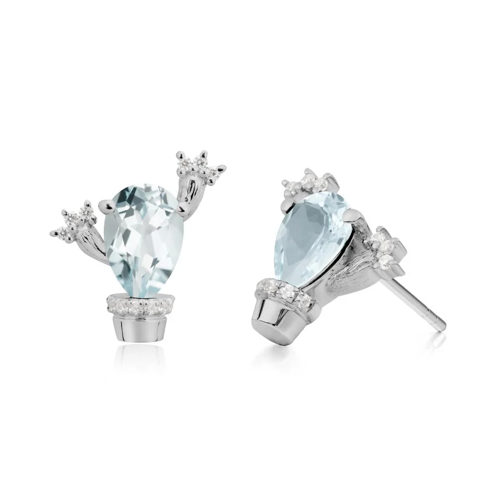 Unique Aquamarine Stud Earrings - Image 5