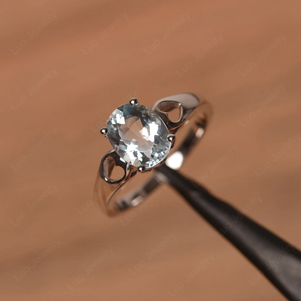 Aquamarine Oval Cut Engagement Ring