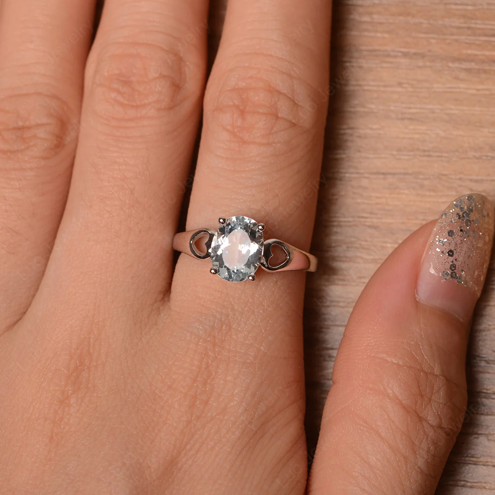 Aquamarine Oval Cut Engagement Ring - Image 4