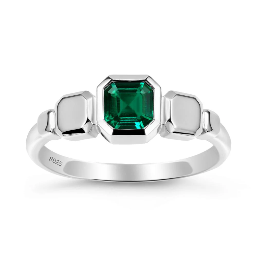 Unique Ascher Emerald Ring