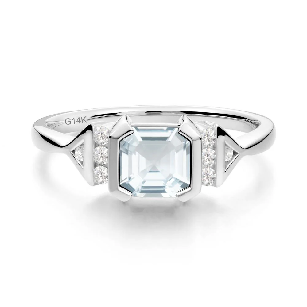 Unique Asscher Cut Aquamarine Statement Ring - Image 9