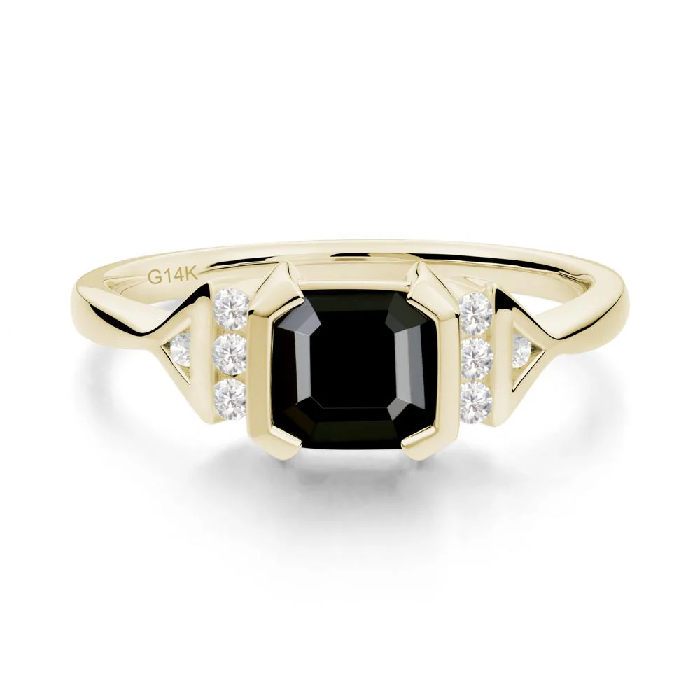 Unique Asscher Cut Black Spinel Statement Ring