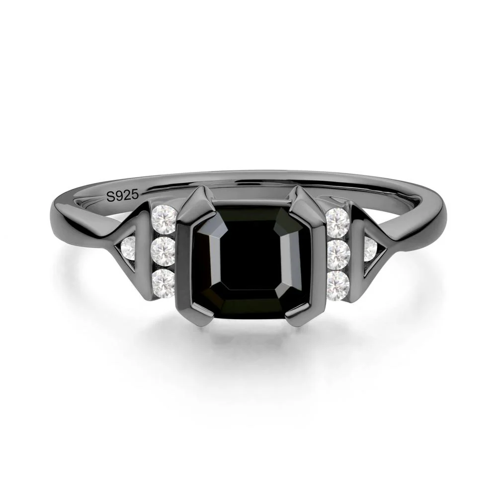 Unique Asscher Cut Black Spinel Statement Ring - Image 8