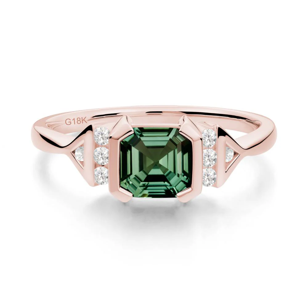 Unique Asscher Cut Green Sapphire Statement Ring - Image 5