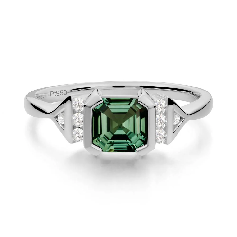 Unique Asscher Cut Green Sapphire Statement Ring - Image 8