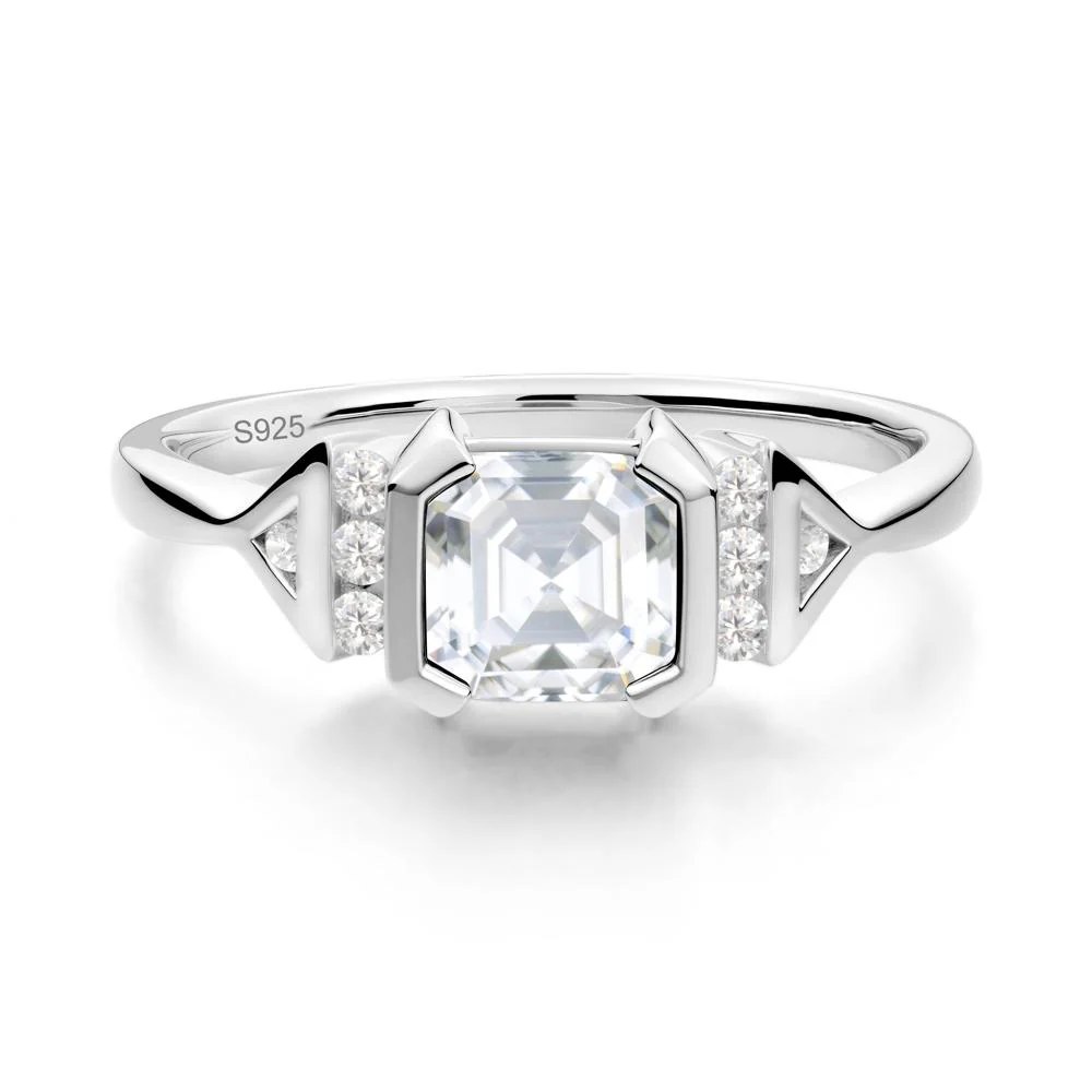 Unique Asscher Cut Moissanite Statement Ring - Image 9