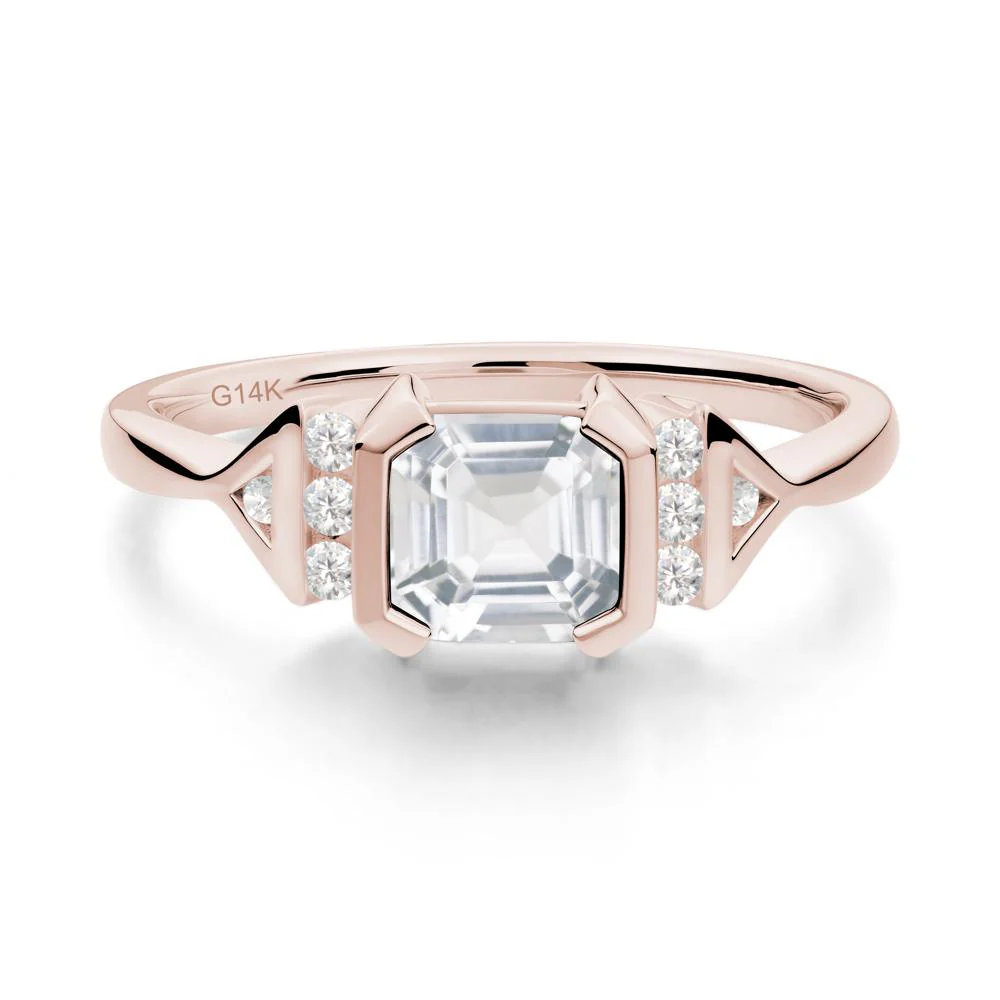 Unique Asscher Cut White Topaz Statement Ring - Image 3
