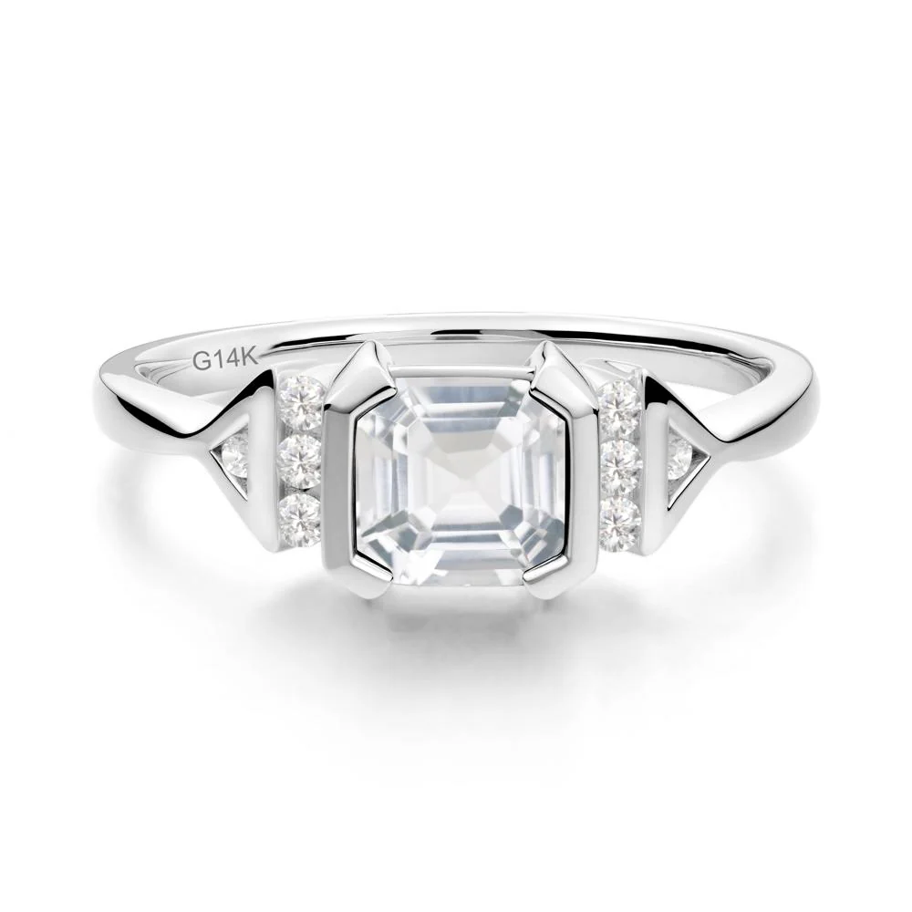 Unique Asscher Cut White Topaz Statement Ring - Image 4