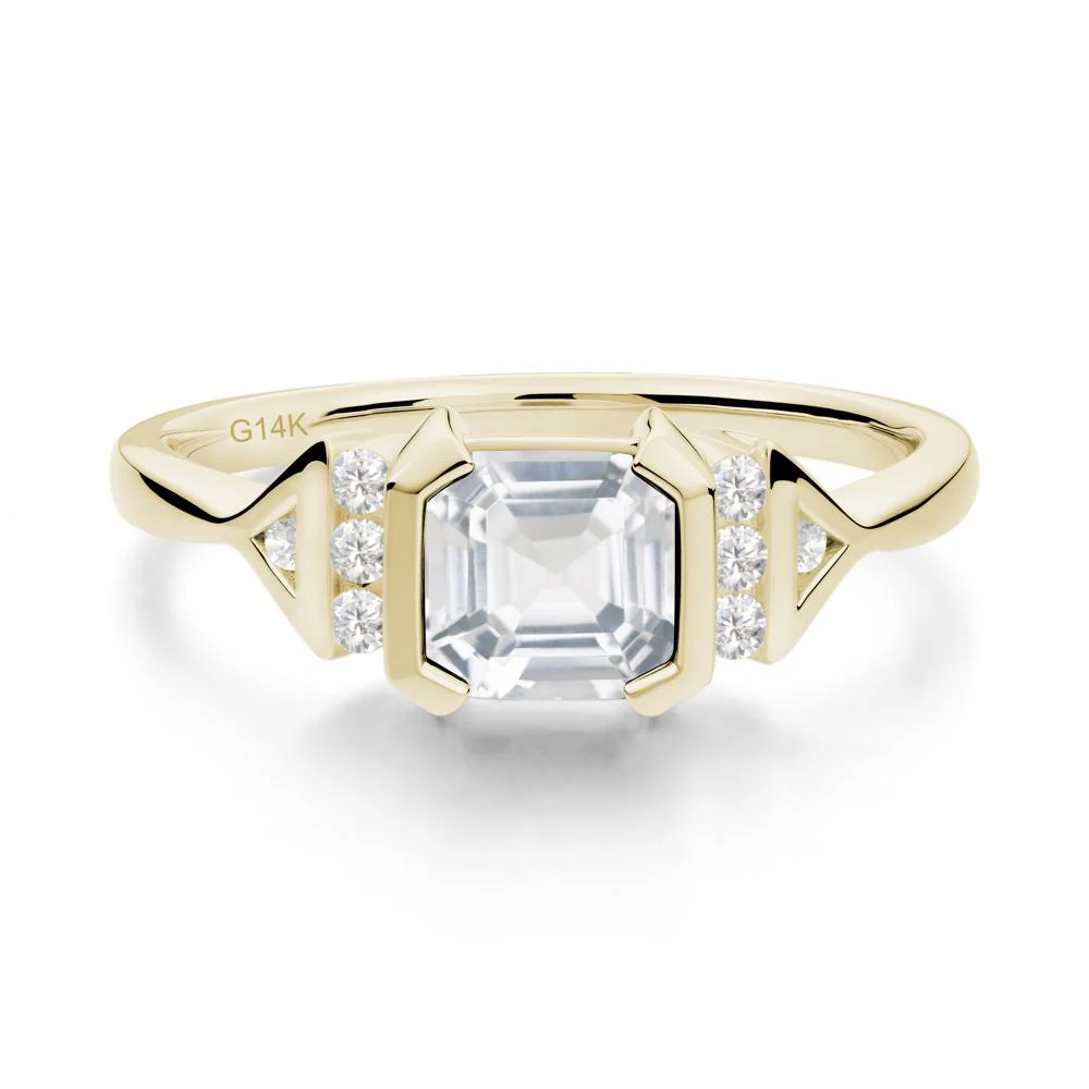 Unique Asscher Cut White Topaz Statement Ring - Image 9