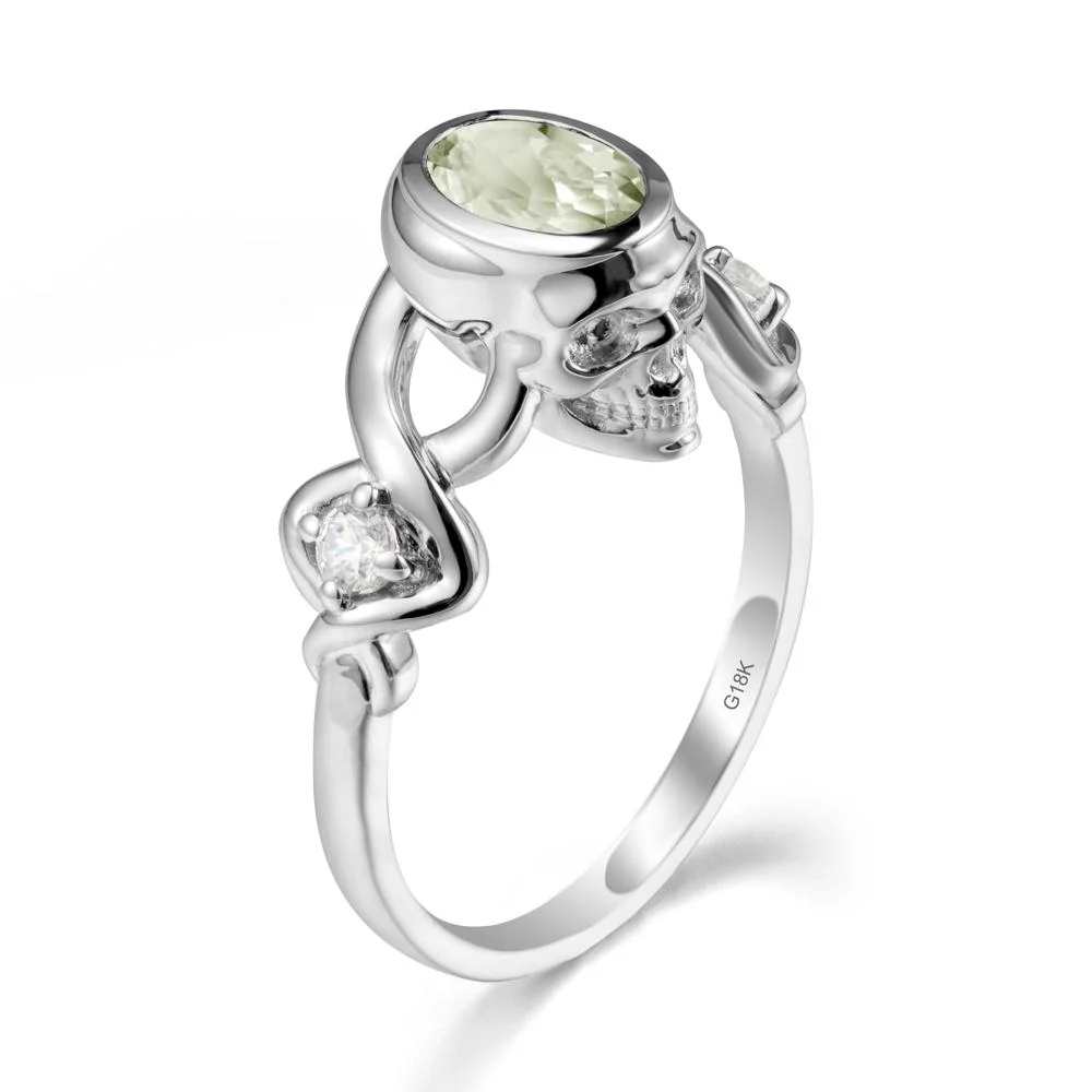 Unique Bezel Setting Green Amethyst Skull Ring - Image 5