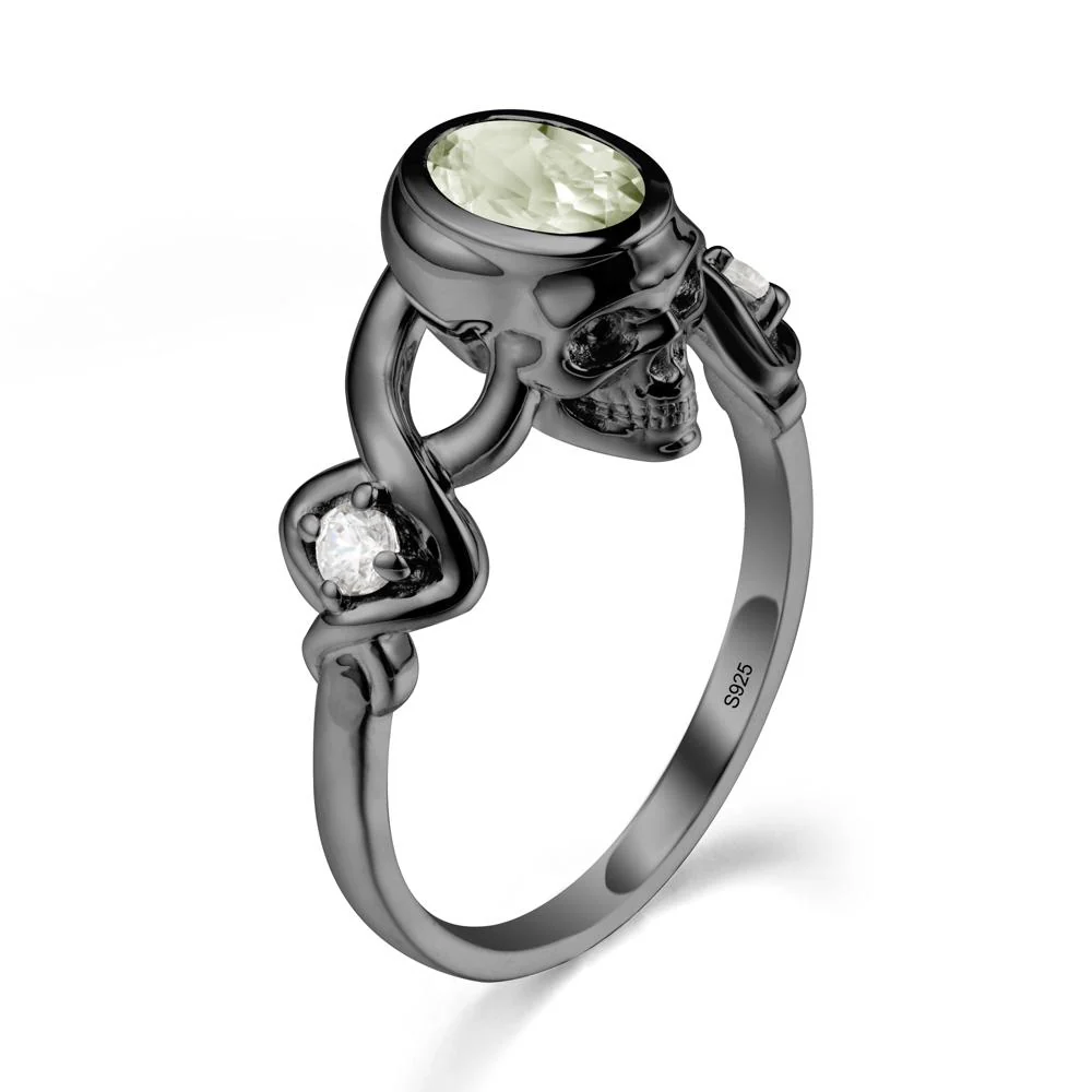 Unique Bezel Setting Green Amethyst Skull Ring - Image 7