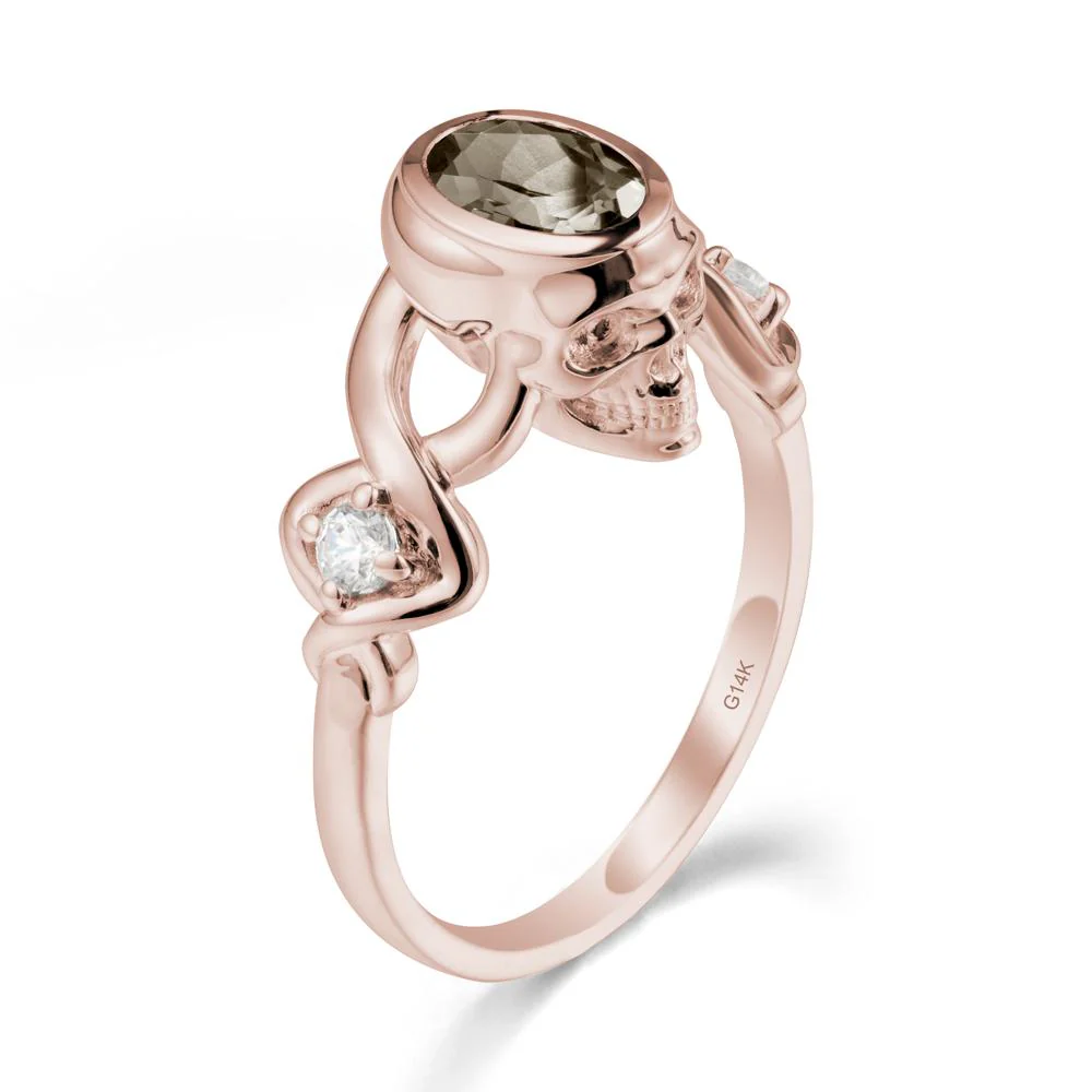 Unique Bezel Setting Smoky Quartz Skull Ring