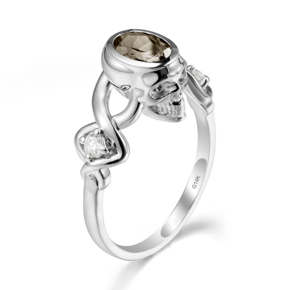 Unique Bezel Setting Smoky Quartz Skull Ring - Image 2