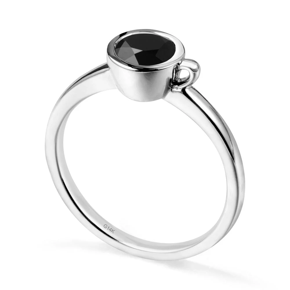 Unique Bezel Solitaire Black Spinel Ring