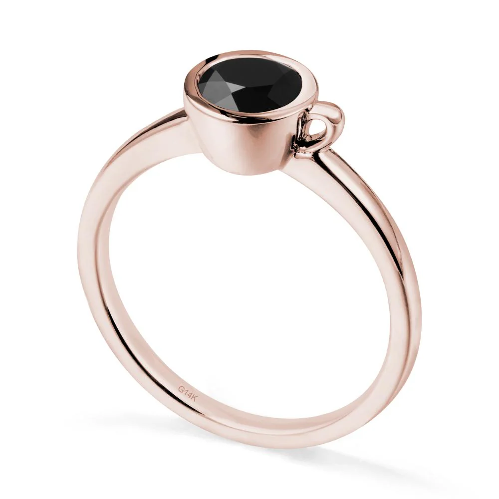 Unique Bezel Solitaire Black Spinel Ring - Image 2