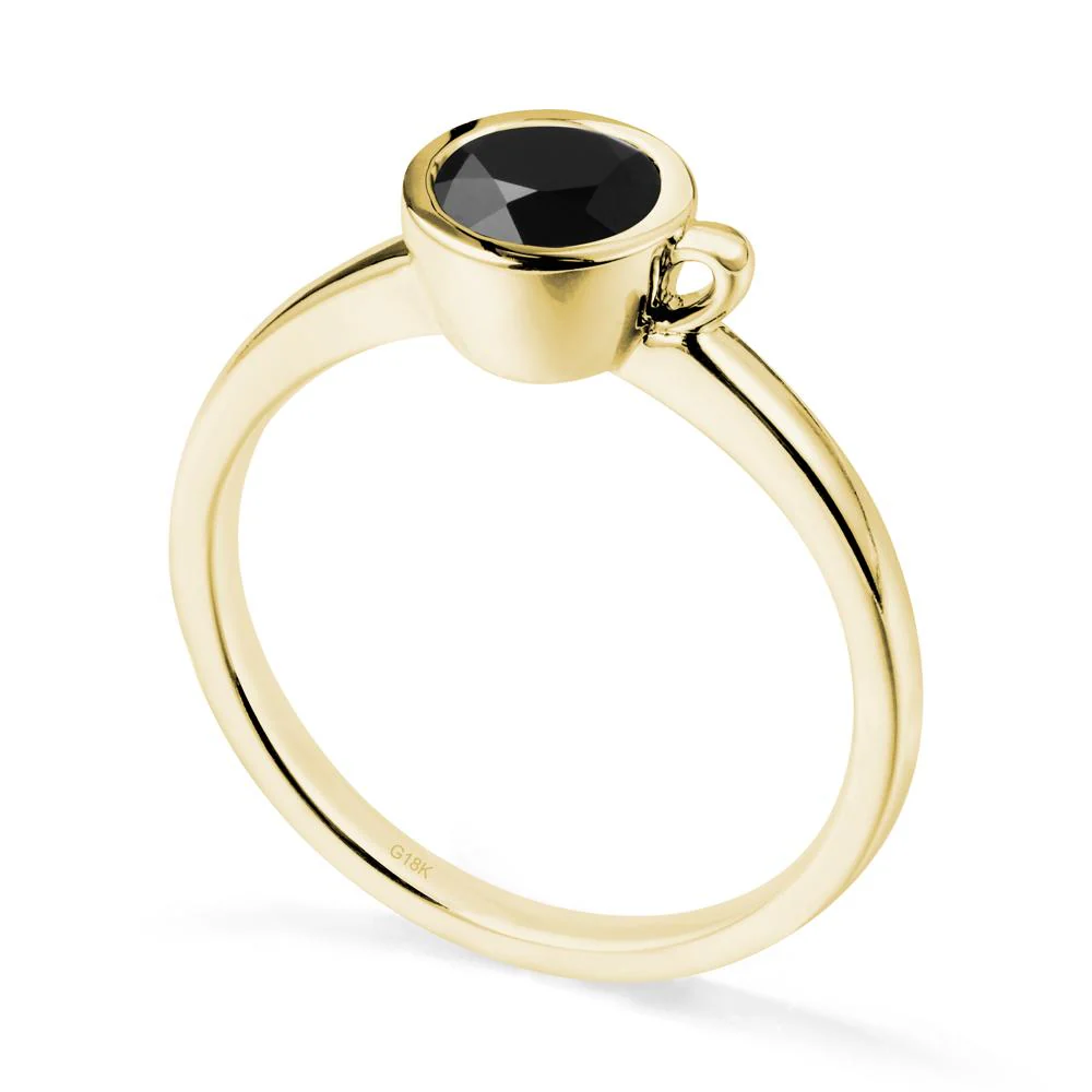 Unique Bezel Solitaire Black Spinel Ring - Image 6