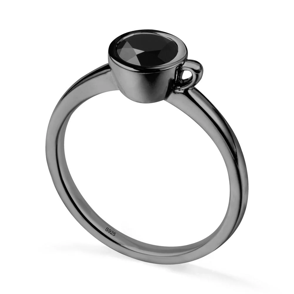Unique Bezel Solitaire Black Spinel Ring - Image 7