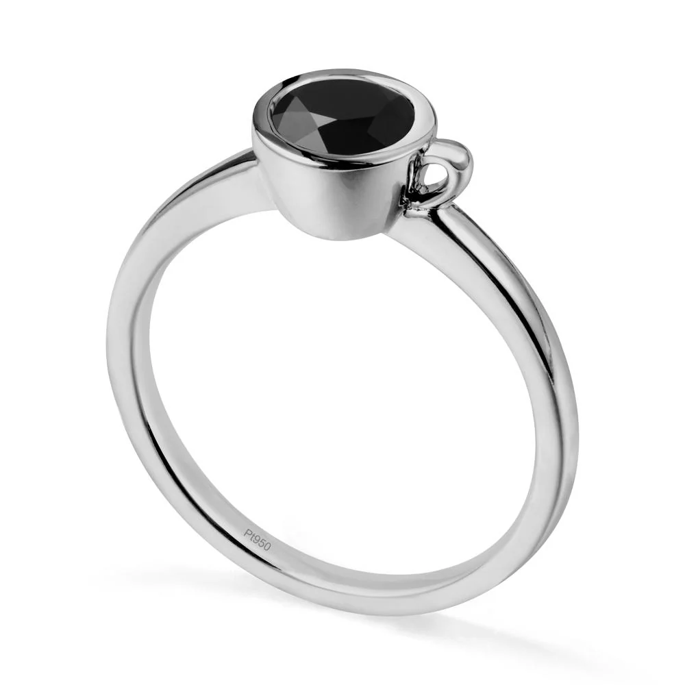 Unique Bezel Solitaire Black Spinel Ring - Image 8