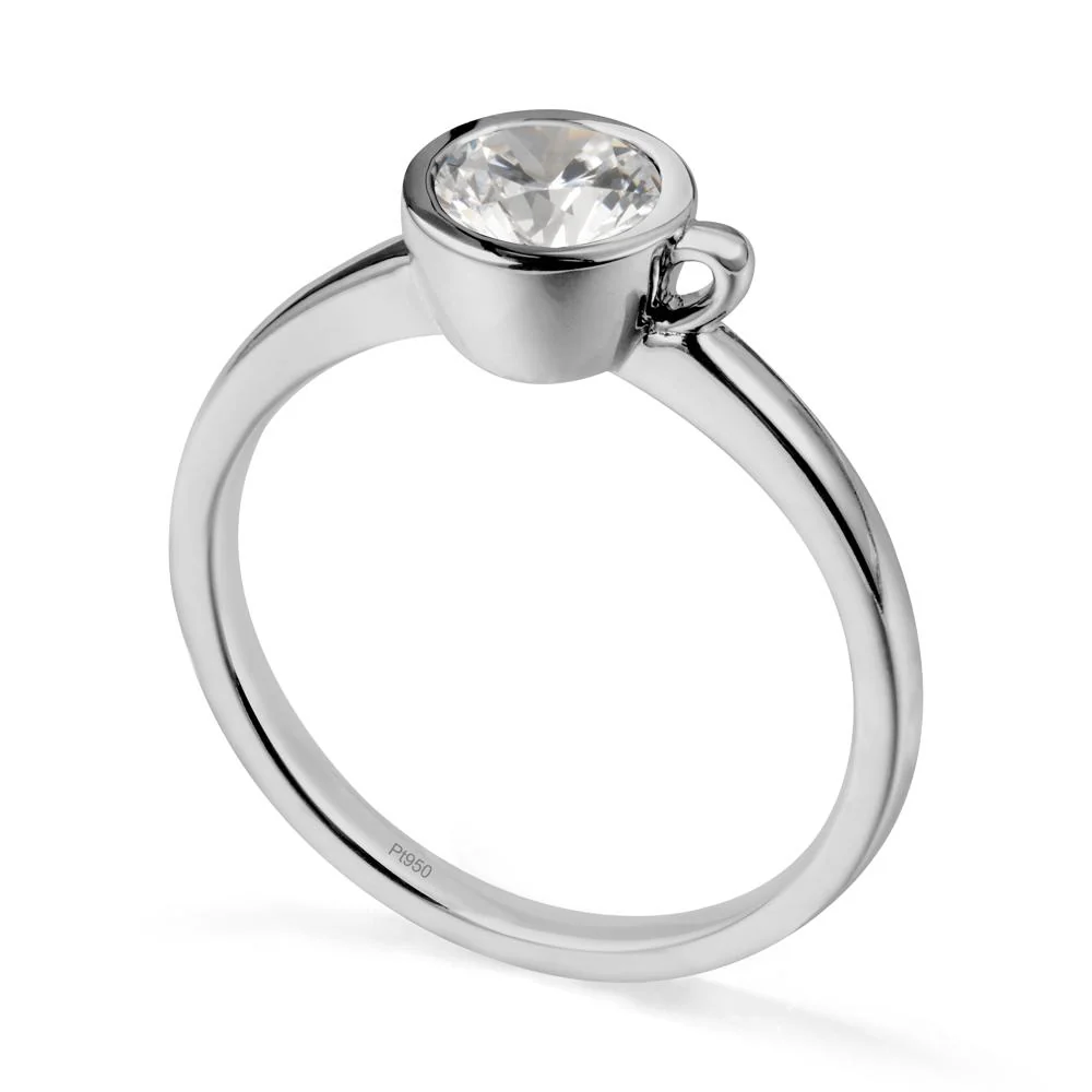 Unique Bezel Solitaire Cubic Zirconia Ring