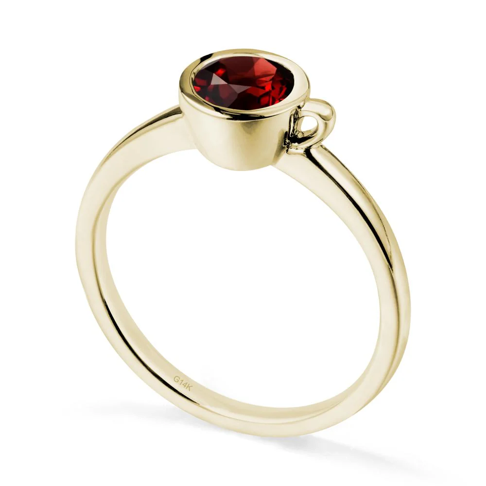 Unique Bezel Solitaire Garnet Ring - Image 4