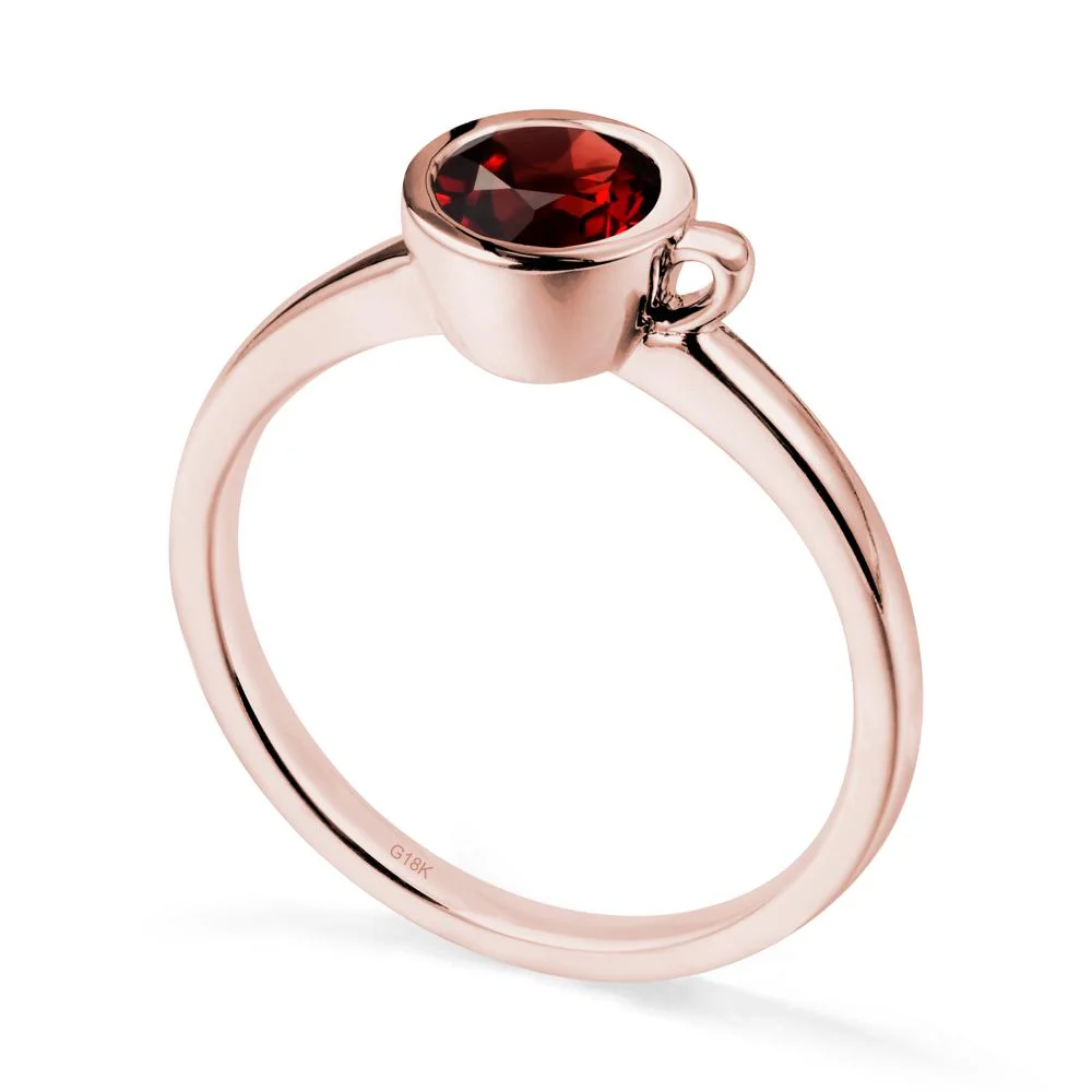 Unique Bezel Solitaire Garnet Ring - Image 5