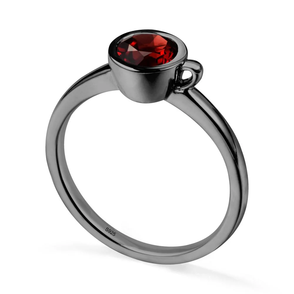 Unique Bezel Solitaire Garnet Ring - Image 8