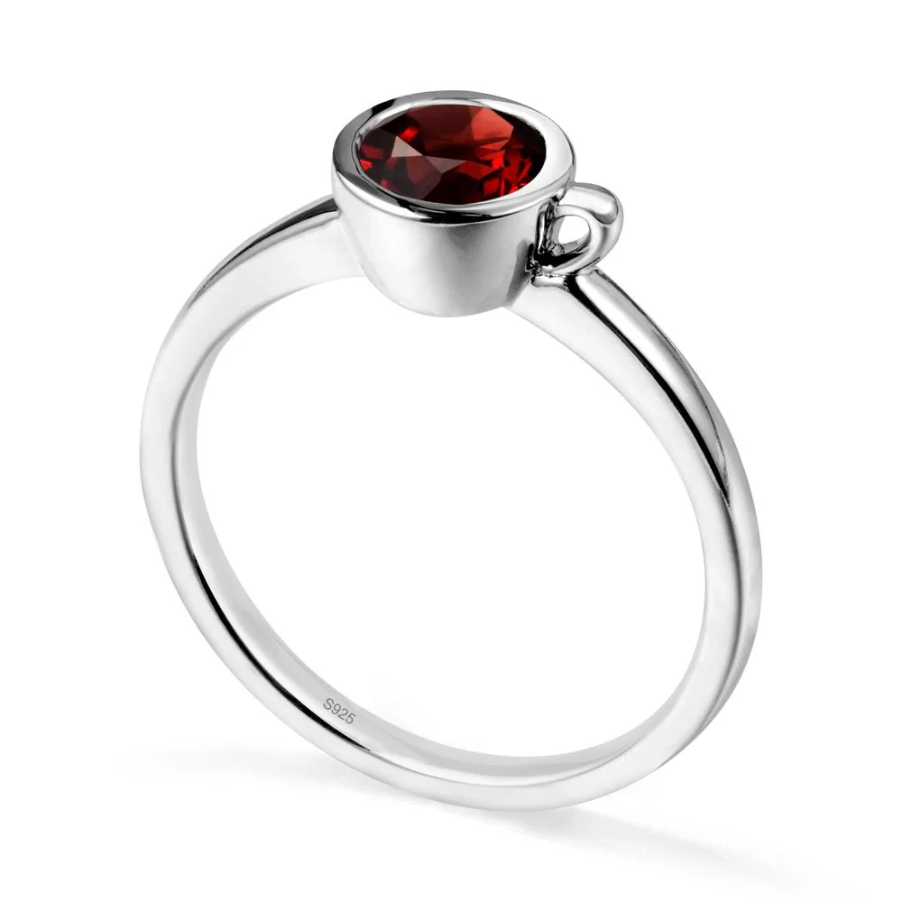Unique Bezel Solitaire Garnet Ring - Image 9