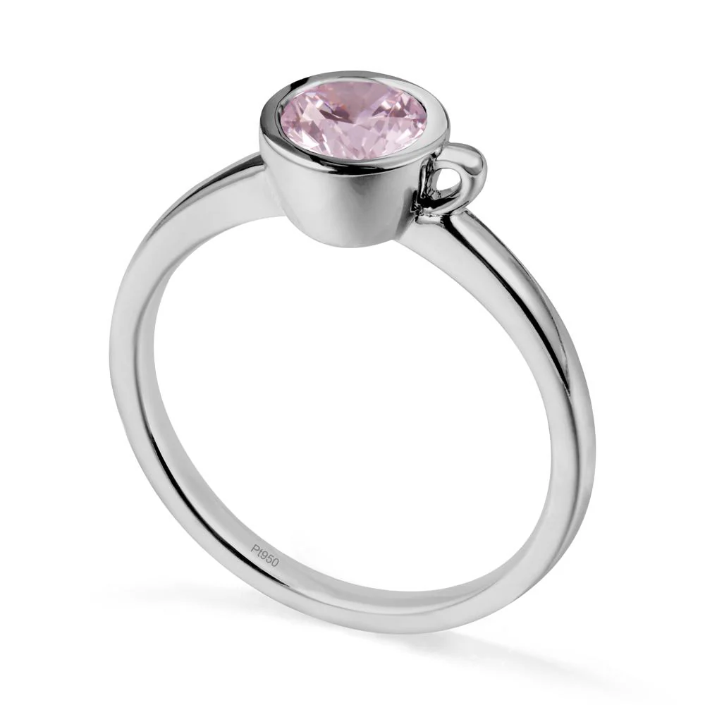 Unique Bezel Solitaire Pink Cubic Zirconia Ring
