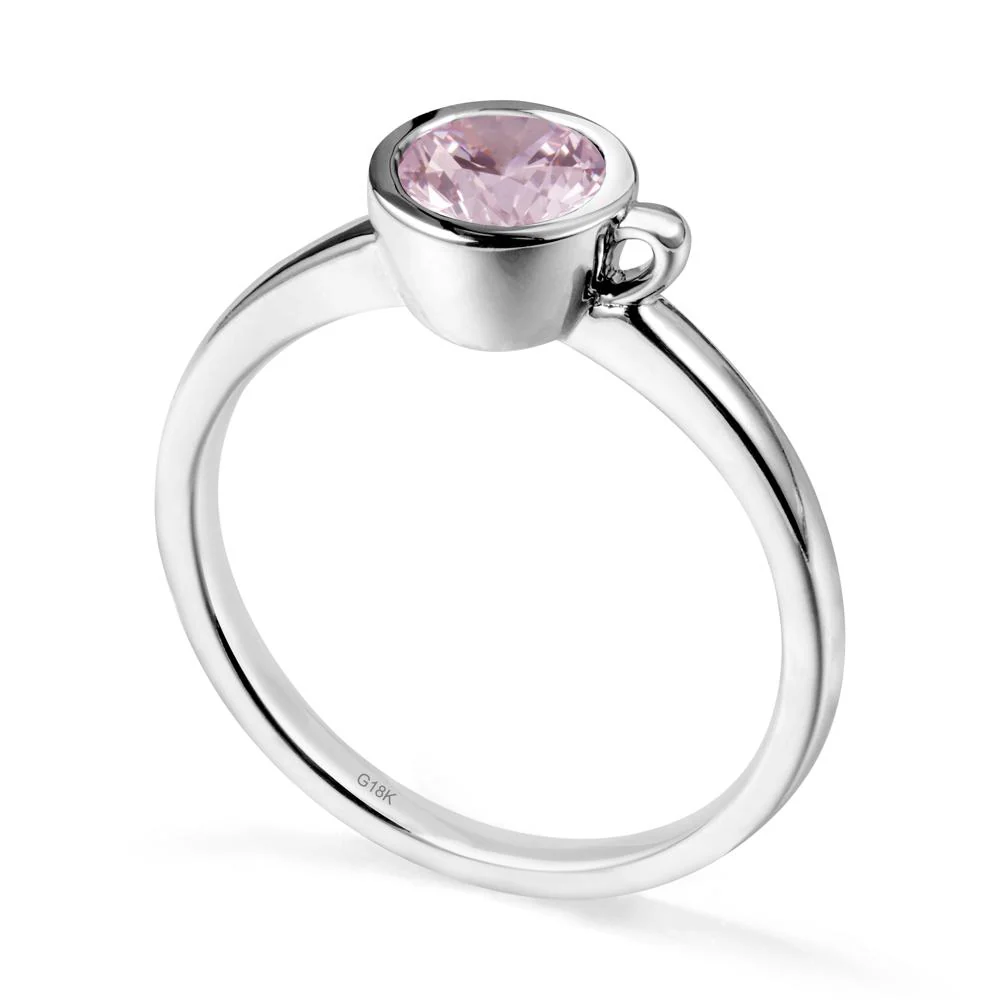 Unique Bezel Solitaire Pink Cubic Zirconia Ring - Image 6