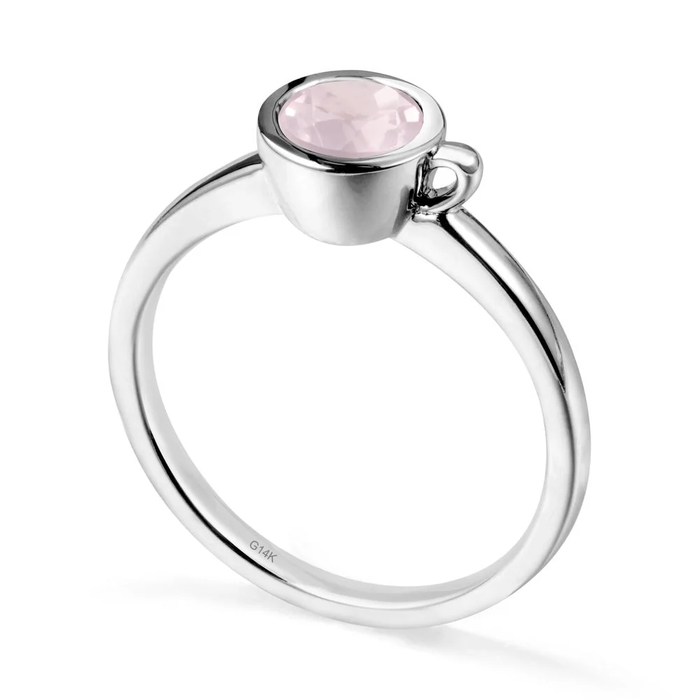 Unique Bezel Solitaire Rose Quartz Ring