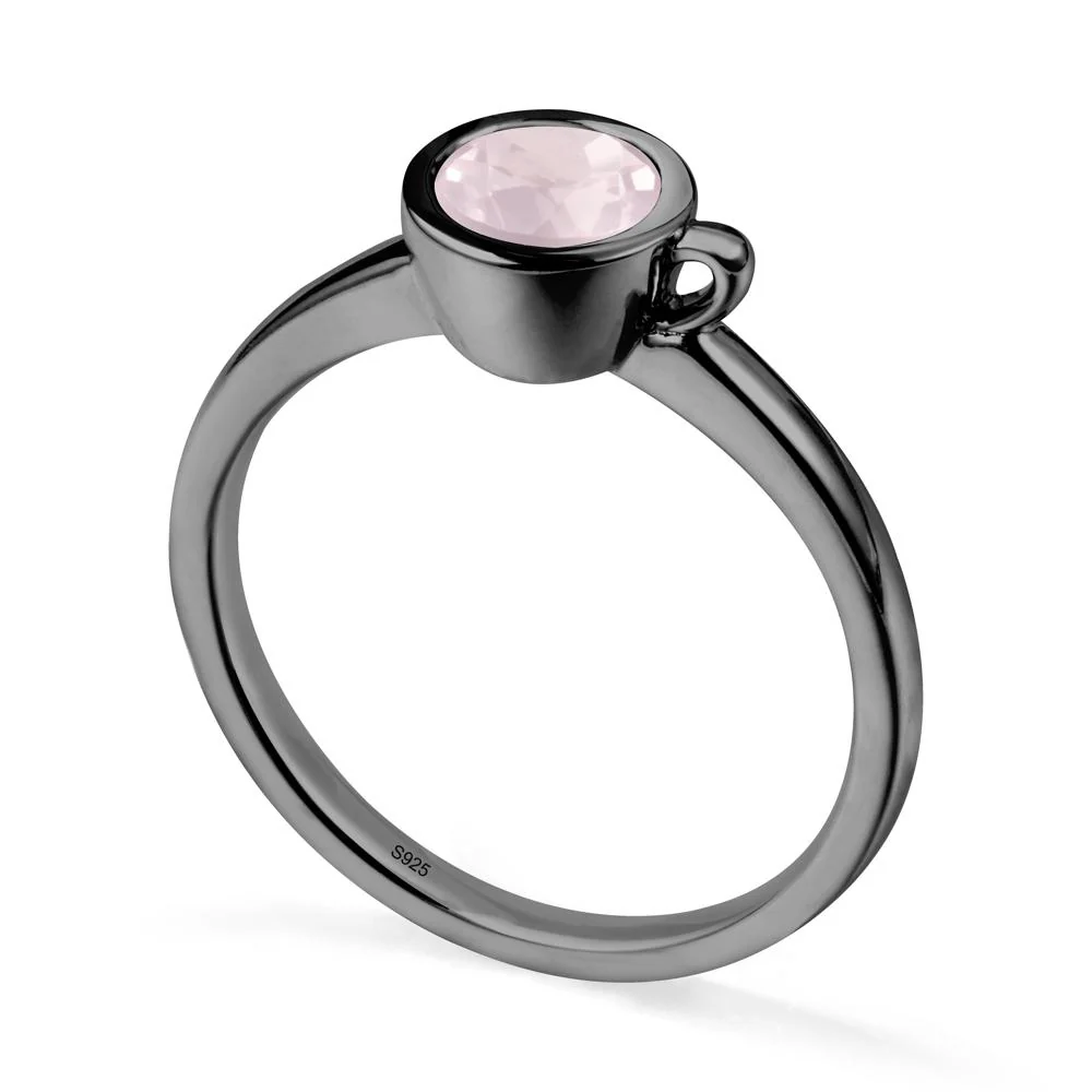 Unique Bezel Solitaire Rose Quartz Ring - Image 7