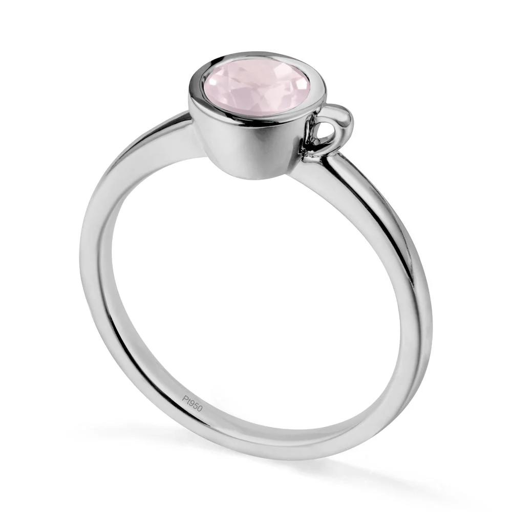 Unique Bezel Solitaire Rose Quartz Ring - Image 8